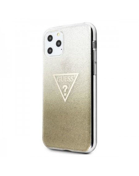 Guess GUHCN65SGTLGO iPhone 11 Pro Max złoty/gold hard case Glitter Triangle