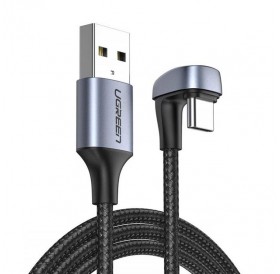 Ugreen nylon angled cable USB cable - USB Type C 1 m 3 A 18 W Quick Charge AFC FCP for gamers gray (70313)