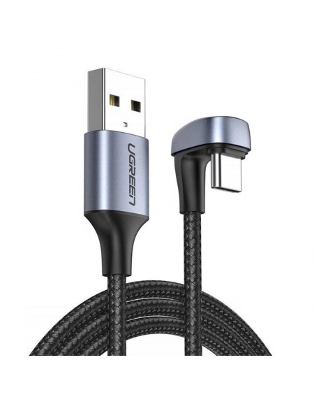 Ugreen nylon angled cable USB cable - USB Type C 1 m 3 A 18 W Quick Charge AFC FCP for gamers gray (70313)