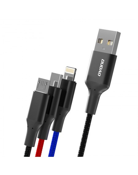 Dudao 3in1 USB cable - Lightning / USB Type C / micro USB 5 A 38 cm black (L10pro)