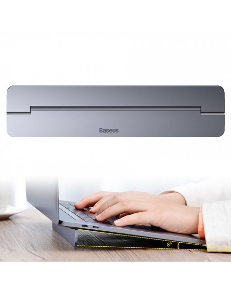 Baseus self-adhesive aluminum laptop stand slim and thin dark gray (SUZC-0G)
