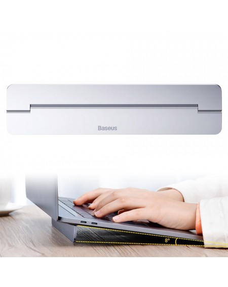 Baseus self-adhesive aluminum laptop stand slim and thin silver (SUZC-0S)