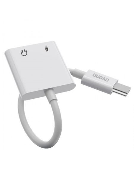 Dudao adapter plug headphone splitter USB Type C - USB Type C / 3.5 mm mini jack white (L13T white)
