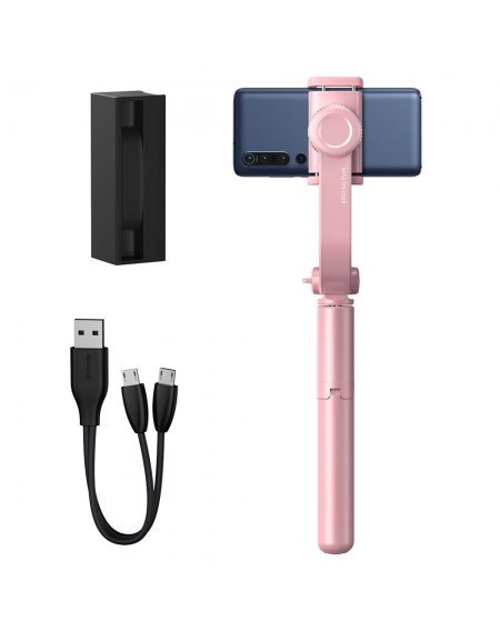 Baseus selfie stick telescopic retractable selfie stick tripod with bluetooth remote control pink (SULH-04)