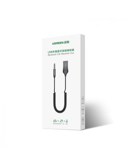 Ugreen Bluetooth 5.0 audio receiver cable USB AUX audio jack adapter black (70601 CM309)