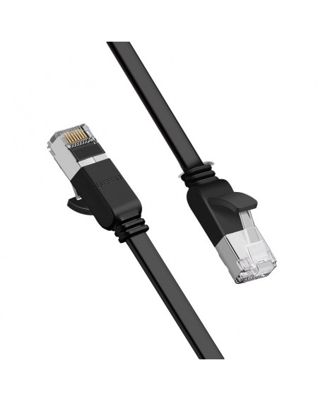 Ugreen Flat Cable Internet Cable Ethernet Patchcord RJ45 Cat 6 UTP 1000Mbps 0.5m Black (50183)
