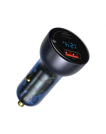 Baseus car charger USB / USB Type C 65 W 5 A SCP Quick Charge 4.0+ Power Delivery 3.0 LCD display gray (CCKX-C0G)