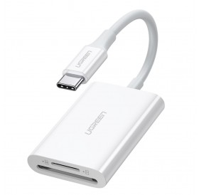 Ugreen memory card reader OTG SD 4.0 / micro SD (TF) 4.0 (UHS-II, UHS-2 - 280 MBps) to USB Type C 3.2 Gen 1 white (CM265 60724)