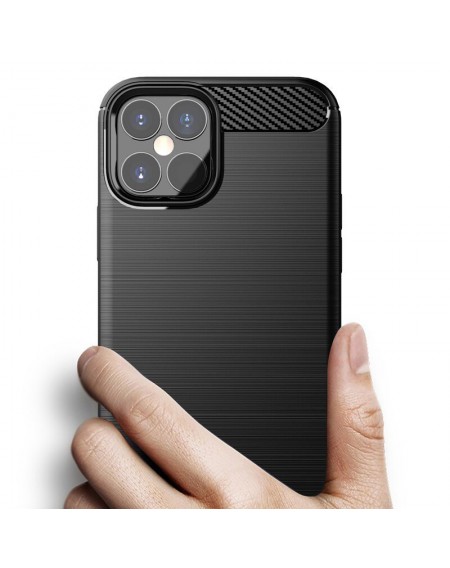 Carbon Case Flexible Cover TPU Case for iPhone 12 mini black