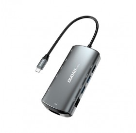 Dudao 11in1 multifunctional HUB USB Type C - USB Type C PD 60 W / HDMI / 3.5 mm mini jack / 1x USB 2.0 / SD card reader micro SD / VGA / RJ45 / 3x USB 3.2 Gen 1 gray (A15Pro gray)