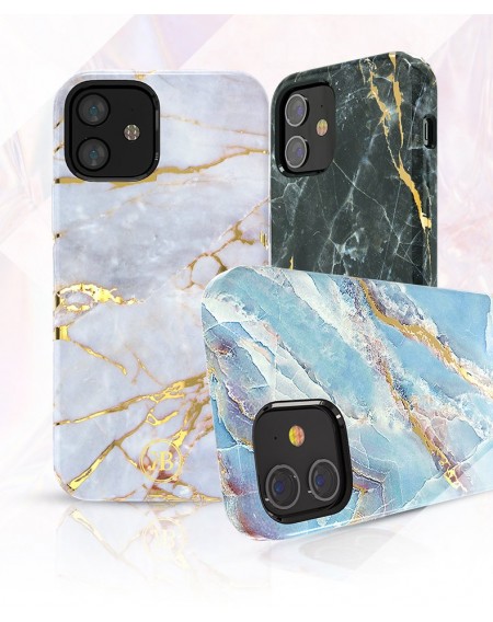 Kingxbar Marble Series case decorated printed marble iPhone 12 mini whiteblue