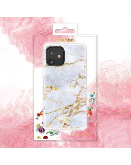 Kingxbar Marble Series case decorated printed marble iPhone 12 Pro Max blue