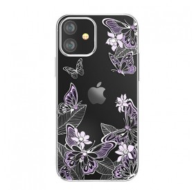 Kingxbar Butterfly Series shiny case decorated with original Swarovski crystals iPhone 12 mini purple