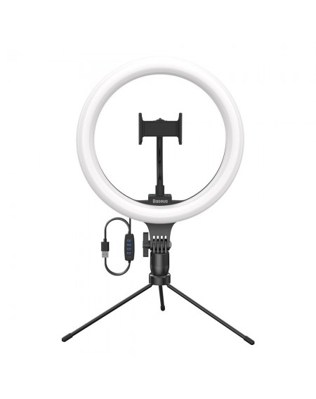 Baseus photo lamp 10 '' ring flash LED ring for smartphone selfie photos (YouTube, TikTok) + black mini tripod (CRZB10-A01)
