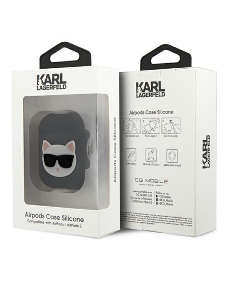 Karl Lagerfeld KLACA2SILCHBK AirPods cover czarny/black Silicone Choupette