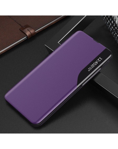 Eco Leather View Case elegant bookcase type case with kickstand for Samsung Galaxy S20 Ultra purple