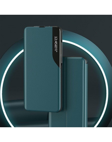 Eco Leather View Case elegant bookcase type case with kickstand for Samsung Galaxy S20+ (S20 Plus) green