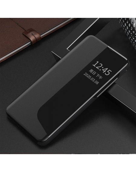 Eco Leather View Case elegant bookcase type case with kickstand for Huawei P40 Pro black