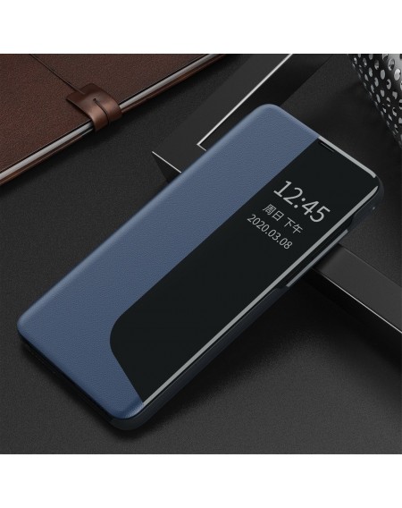 Eco Leather View Case elegant bookcase type case with kickstand for Huawei P40 Pro blue