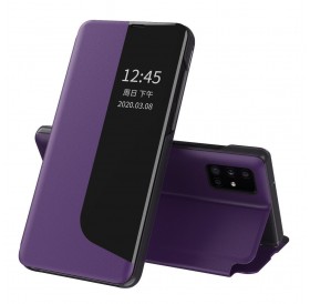 Eco Leather View Case elegant bookcase type case with kickstand for Huawei P40 Pro purple