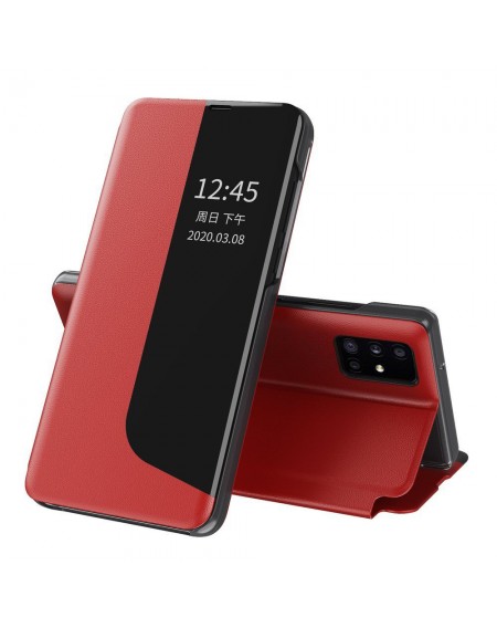 Eco Leather View Case elegant bookcase type case with kickstand for Huawei P40 Pro red