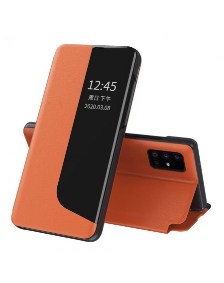 Eco Leather View Case elegant bookcase type case with kickstand for Huawei Y6p / Honor 9A orange
