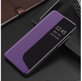 Eco Leather View Case elegant bookcase type case with kickstand for Huawei Y6p / Honor 9A purple