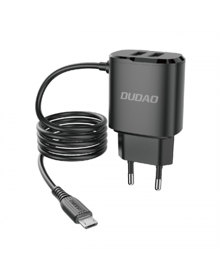 Dudao charger 2x USB with built-in micro USB cable 12 W black (A2ProM black)