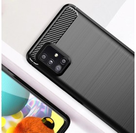 Carbon Case Flexible Cover TPU Case for Samsung Galaxy M31s black