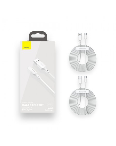 Baseus 2x USB cable - USB Type C fast charging Power Delivery Quick Charge 40 W 5 A 1.5 m white (TZCATZJ-02)