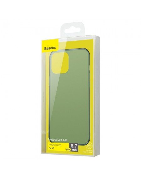 Baseus Frosted Glass Case Hard case with a flexible frame iPhone 12 Pro Max Dark green (WIAPIPH67N-WS06)