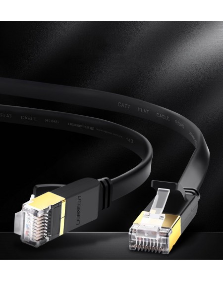 Ugreen Flat Cable Internet Network Cable Ethernet Patchcord RJ45 Cat 7 STP LAN 10 Gbps 5m Black (NW106 11263)