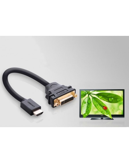 Ugreen cable cable adapter adapter DVI 24 + 5 pin (female) - HDMI (male) 22 cm black (20136)