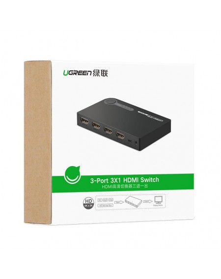 Ugreen switch splitter splitter switch HDMI - 3x HDMI 3D 4K 7.5 Gbps 36 bit per channel black (40234)