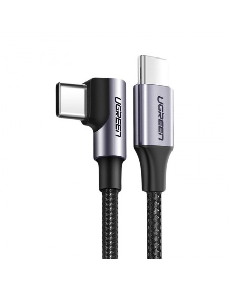 Ugreen angle cable USB Type C - USB Type C Power Delivery 60 W 20 V 3 A 1 m black-gray cable (US255 50123)