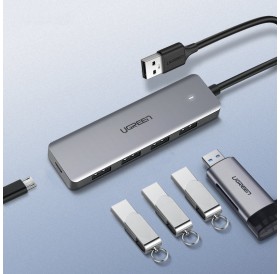 Ugreen USB HUB splitter - 4x USB 3.2 Gen 1 with micro USB power port gray (CM219 50985)