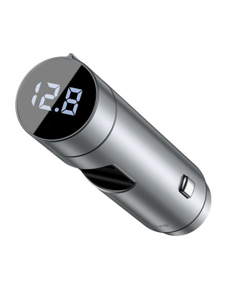 Baseus Bluetooth 5.0 FM Transmiter car charger 2x USB 3 A 18 W PPS Quick Charge 3.0 AFC FCP silver (CCNLZ-C0S)