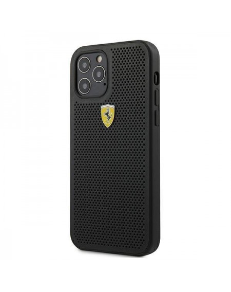 Ferrari FESPEHCP12MBK iPhone 12/12 Pro 6,1" czarny/black hardcase On Track Perforated