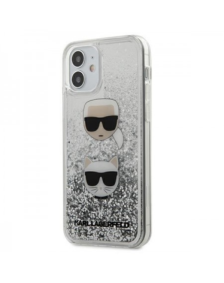 Karl Lagerfeld KLHCP12SKCGLSL iPhone 12 mini 5,4" srebrny/silver hardcase Liquid Glitter Karl&Choupette