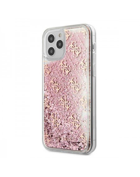 Guess GUHCP12MLG4GSPG iPhone 12/12 Pro 6,1" różowy/pink hardcase 4G Liquid Glitter