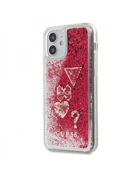 Guess GUHCP12SGLHFLRA iPhone 12 mini 5,4" malinowy/raspberry hardcase Glitter Charms