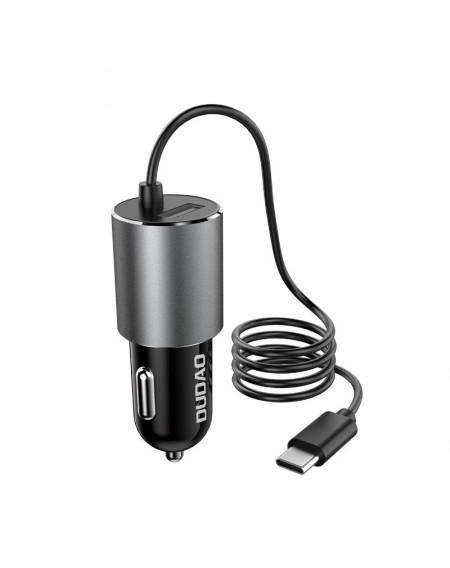 Dudao USB car charger with built-in cable USB Type C 3.4 A black (R5Pro T)