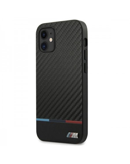 Etui BMW BMHCP12SPUCARTCBK iPhone 12 mini 5,4" czarny/black hardcase M Collection PU Carbon Stripe