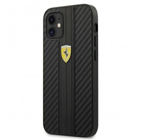 Ferrari FESNECHCP12SBK iPhone 12 mini 5,4" czarny/black hardcase On Track PU Carbon