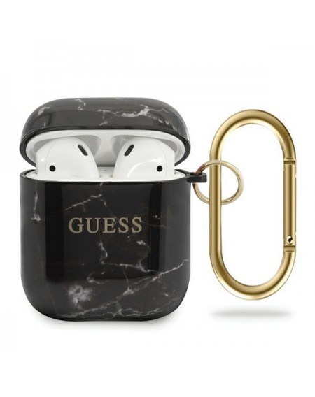 Guess GUACA2TPUMABK AirPods cover czarny/black Marble Collection