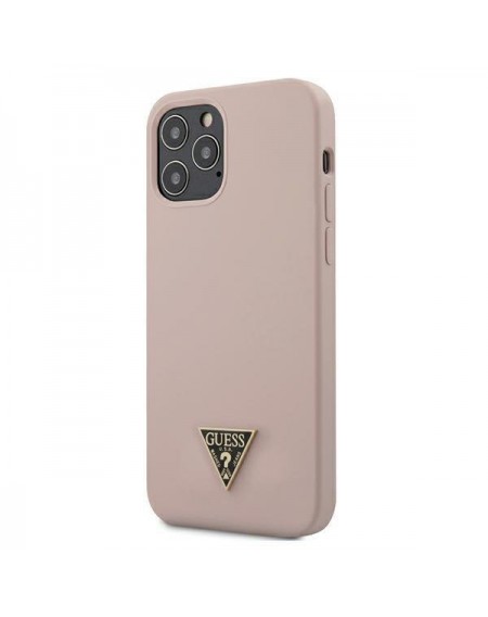 Guess GUHCP12MLSTMLP iPhone 12/12 Pro 6,1" jasnoróżowy/light pink hardcase Silicone Triangle Logo
