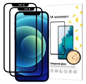 Wozinsky 2x Tempered Glass Full Glue Super Tough Screen Protector Full Coveraged with Frame Case Friendly for iPhone 12 Pro Max black