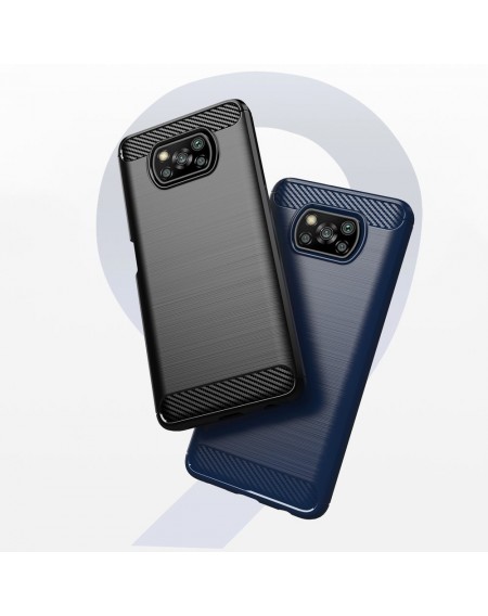 Carbon Case Flexible Cover Sleeve for Xiaomi Poco X3 NFC / Poco X3 Pro black