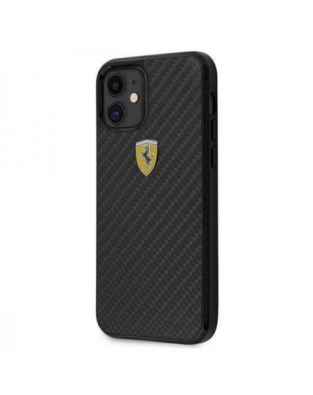 Ferrari FERCAHCP12SBK iPhone 12 mini 5,4" czarny/black hardcase On Track Real Carbon
