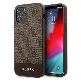 Guess GUHCP12MG4GLBR iPhone 12/12 Pro 6,1" brązowy/brown hardcase 4G Stripe Collection
